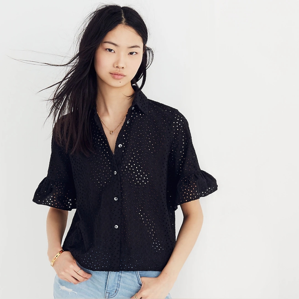 Madewell Eyelet Bell-Sleeve Shirt